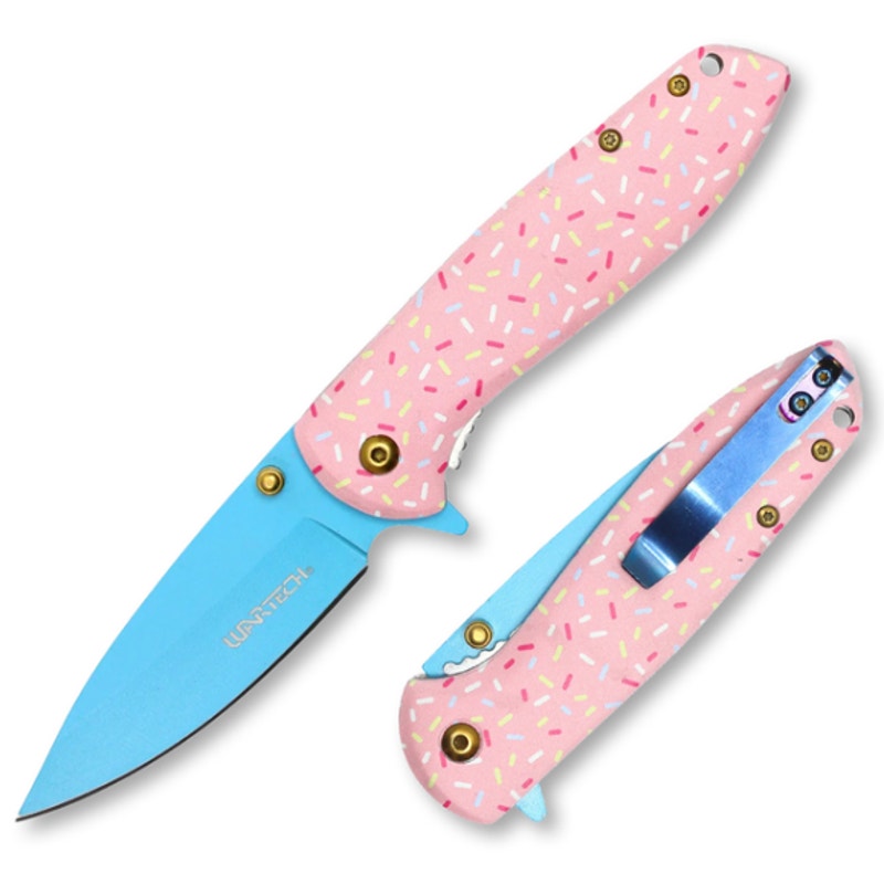 Wartech ~ Sweet Treats Donut Linerlock ~ Stainless 3.25" Blue ~ PWT456A