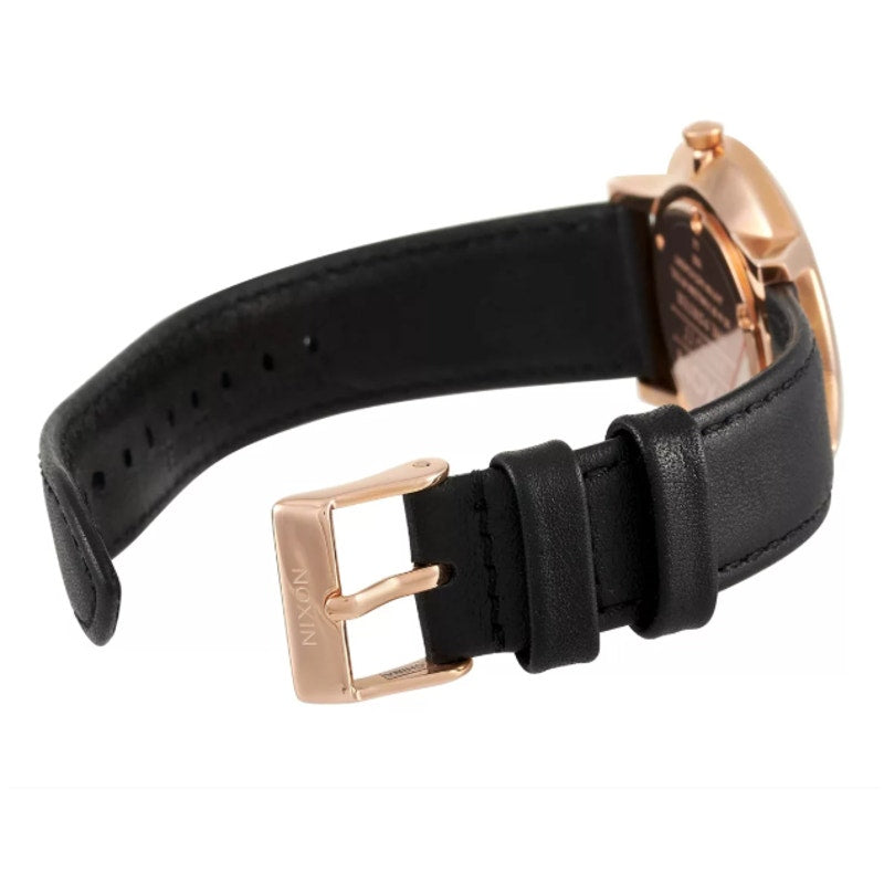 Nixon ~ Porter Leather ~ Rose Gold/Black ~ 40mm Stainless Steel Watch A1058-1932