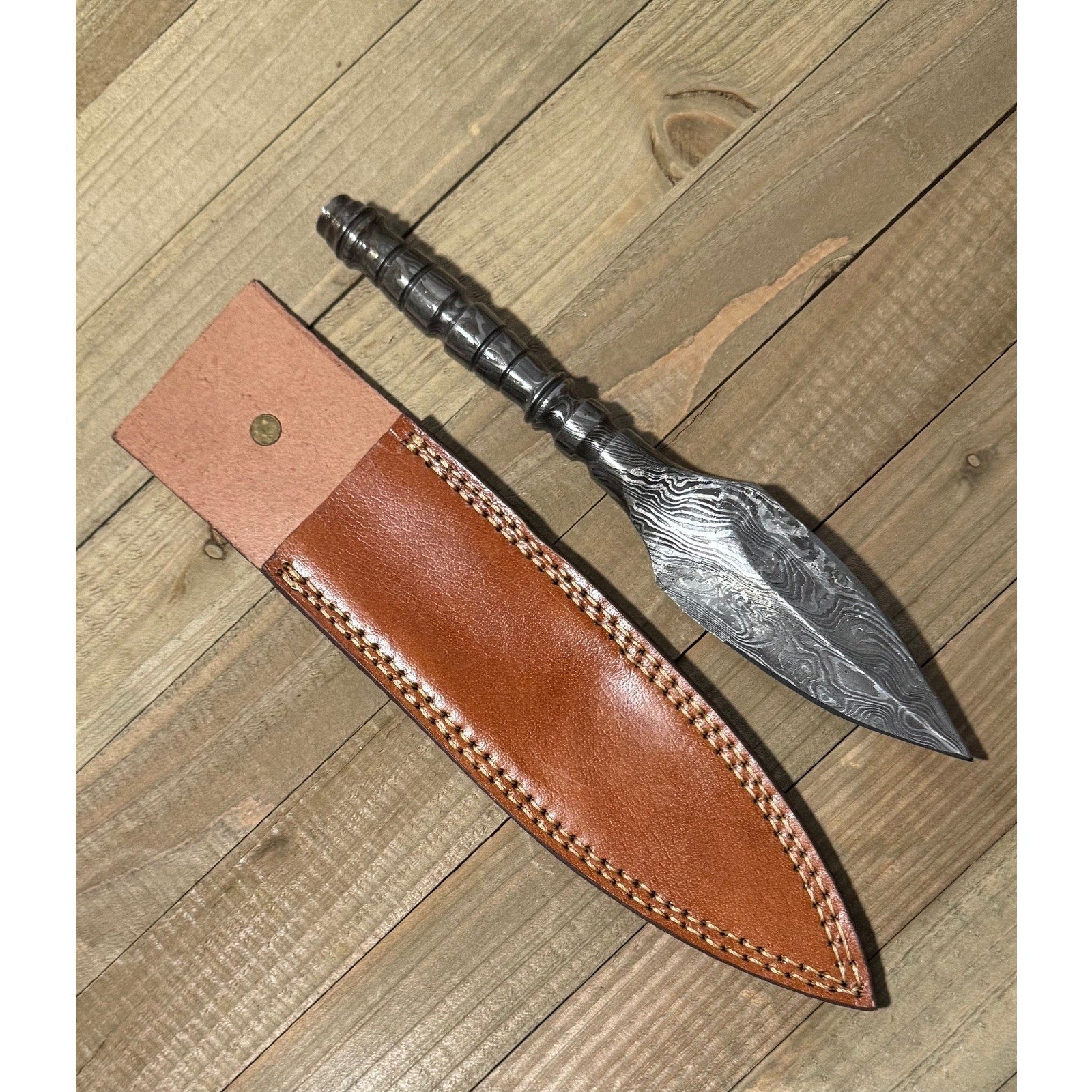 BEAUTIFUL!!! ~ Handmade FULL Damascus Steel Bolt Dagger w/Sheath