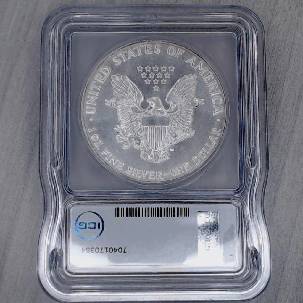 1986 ~ $1 Silver Eagle ~ First Year of Issue ~ ICG MS70 ~ Austin Hutto