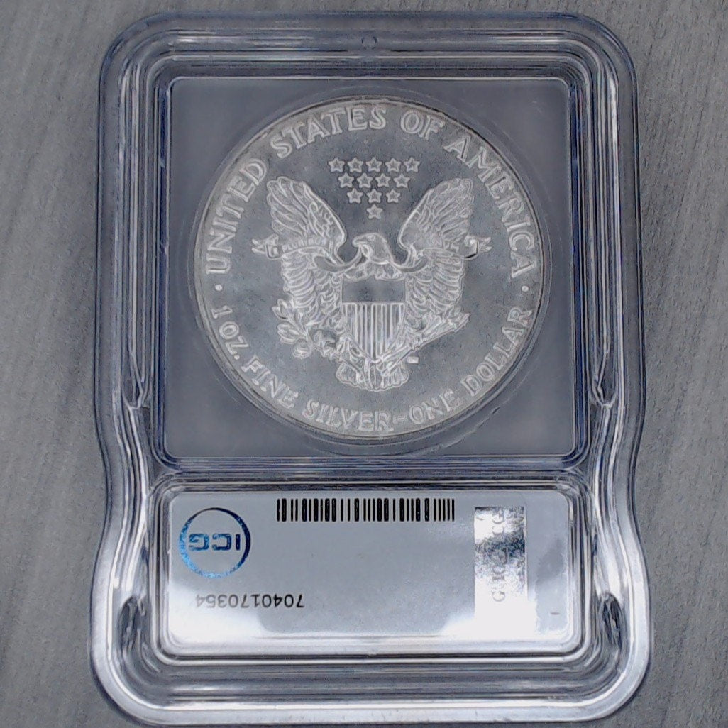 1986 ~ $1 Silver Eagle ~ First Year of Issue ~ ICG MS70 ~ Austin Hutto