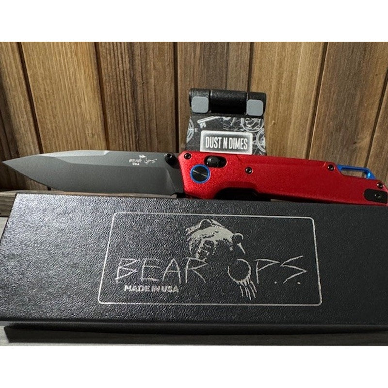 Bear & Son ~ Bear Ops Nekama™ I Red & Blue Aluminum Handle Knife