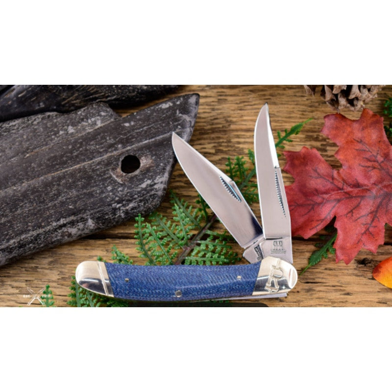 Rough Ryder Copperhead Knife 3.75" Blue Denim Micarta