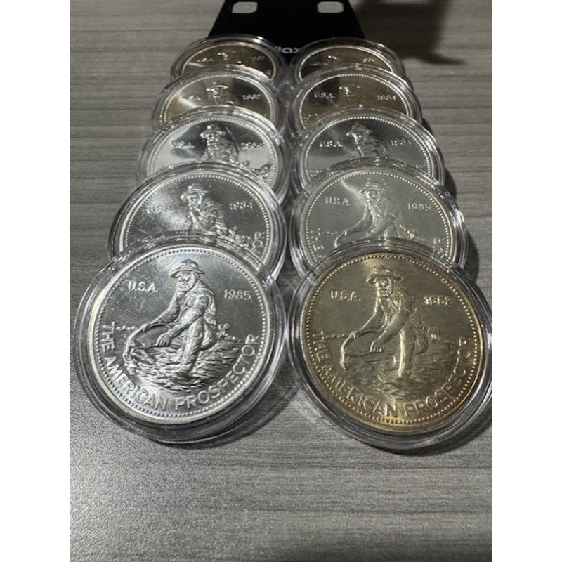 Qty 11 ~ 1oz .999 Silver American Prospector Engelhard's ~ 4/82's, 4/84', 3/85's