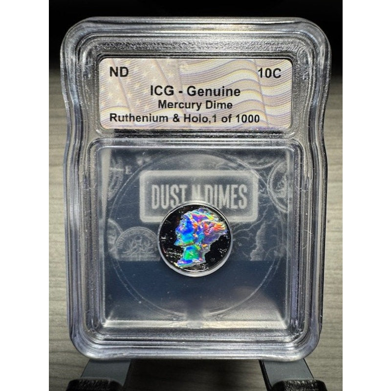 1943 Mercury Dime “Black Ruthenium & Hologram” ICG Genuine - Limited 1 of 1000!