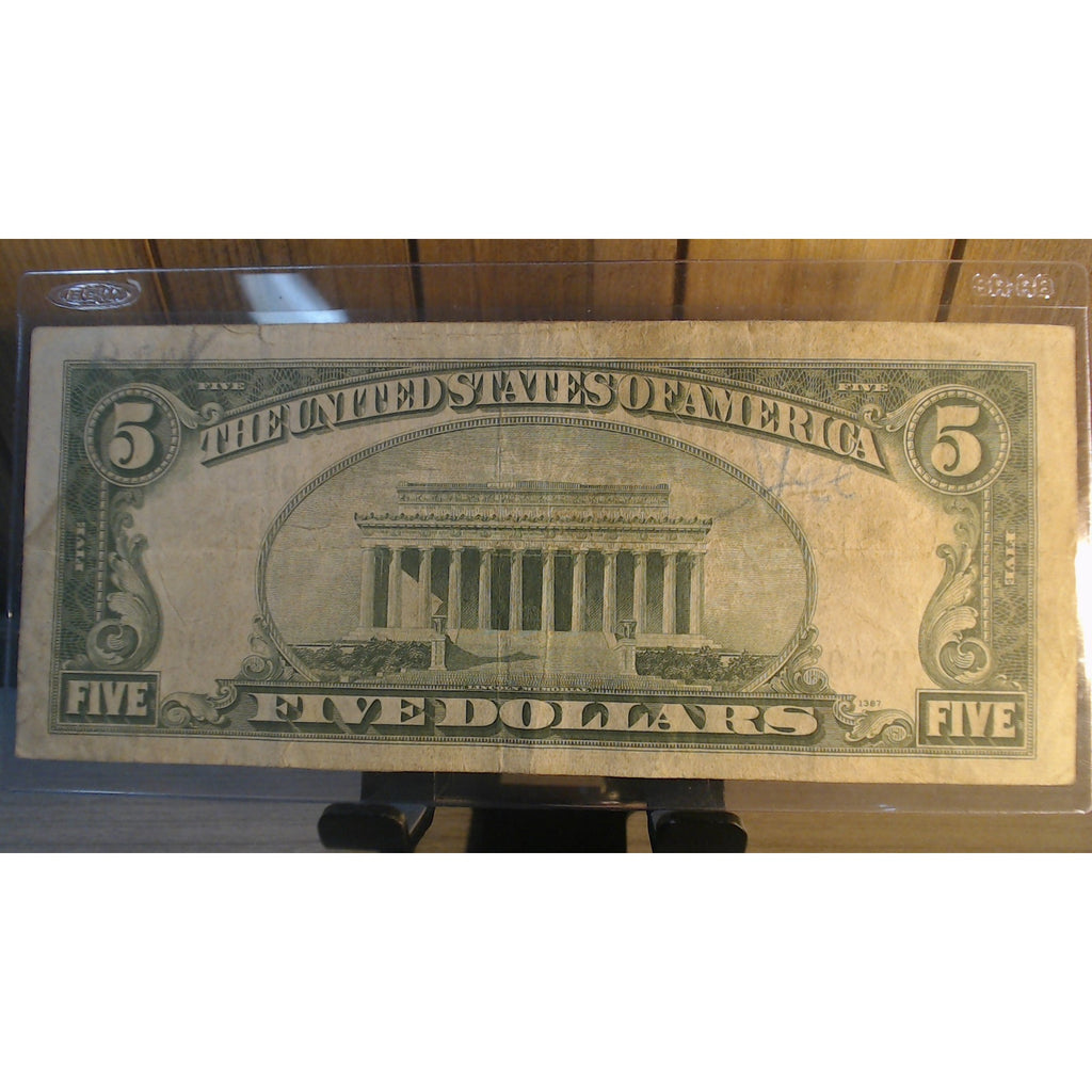 1934A WWII North Africa Gold Seal ~ $5 Emergency Silver Certificate Note