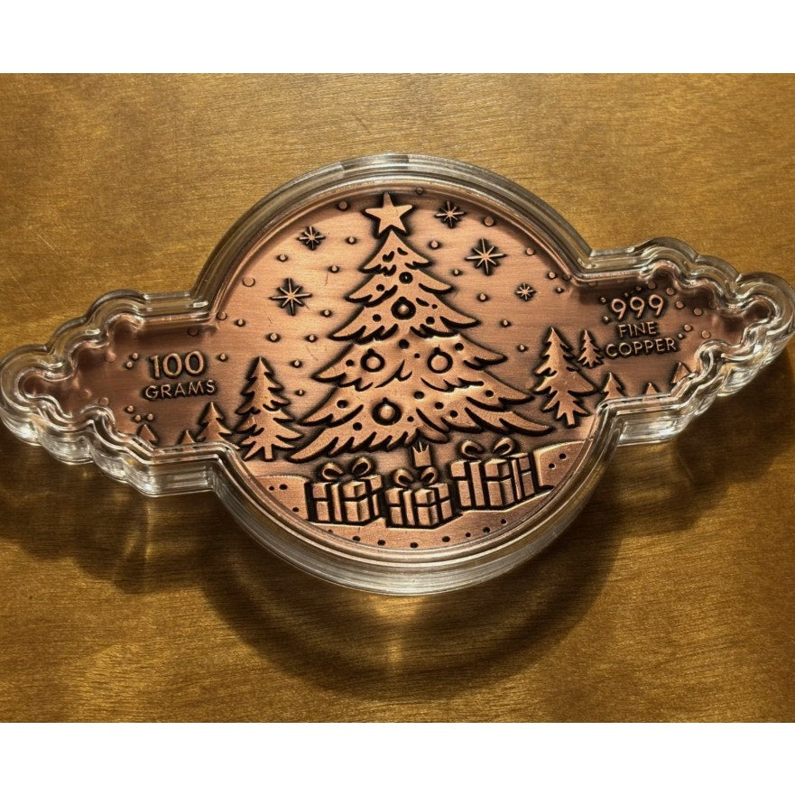 100g (~3.53oz) ~ .999 Copper Round ~ 'And To All A Good Night' ~ Christmas Theme