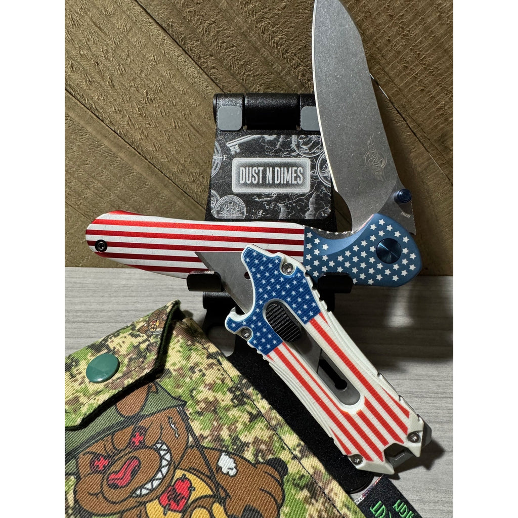 OKnife ~ Patriotic Pair ~ 8 3/4" Knife + Utility Blade ++ Dragoncut Design Pouch