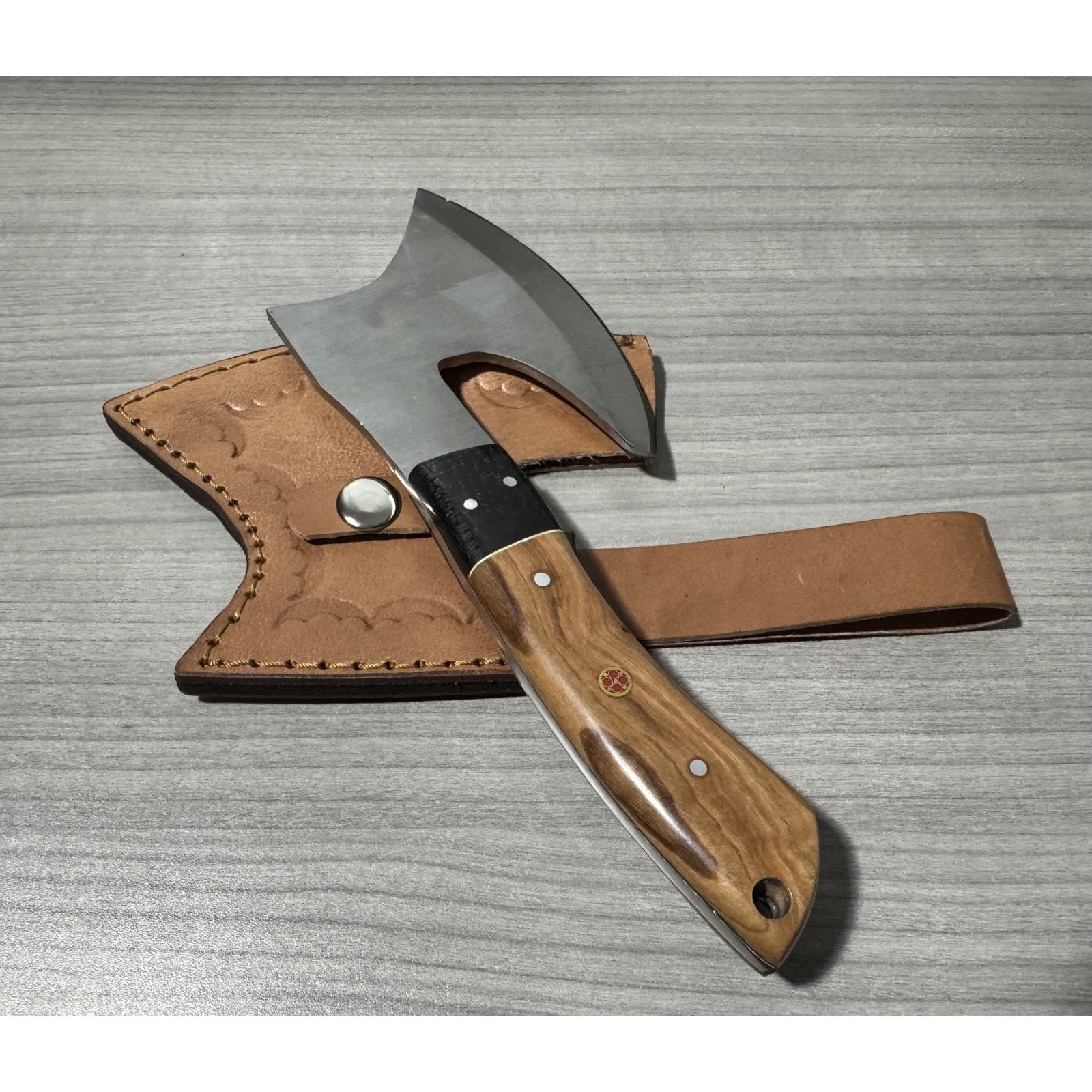 Handmade Damascus Steel Mini Hatch with Sheath