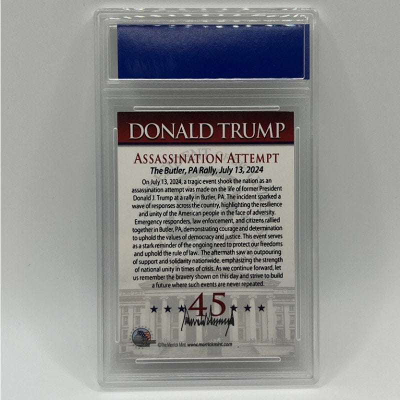 2024 ~ Merrick Mint ~ TRUMP Assassination Attempt Card~ GEM-MT 10