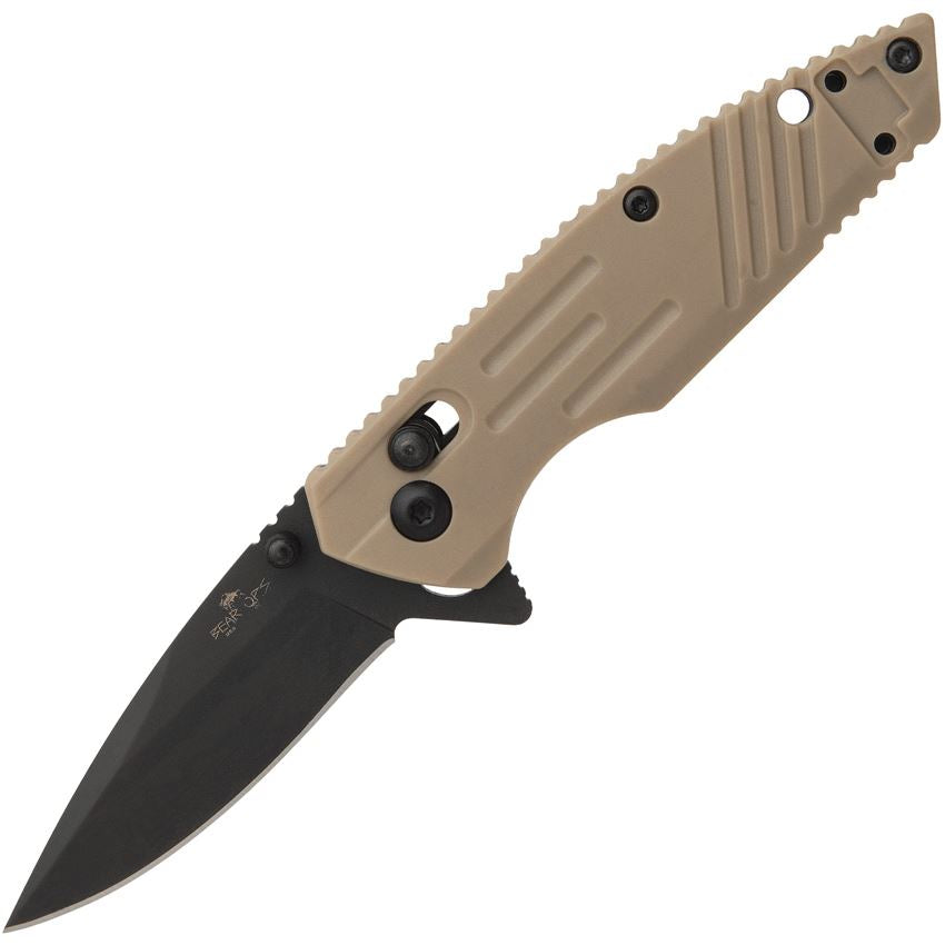 Bear & Son Cutlery ~ Black Slide Lock Desert Sand Handles