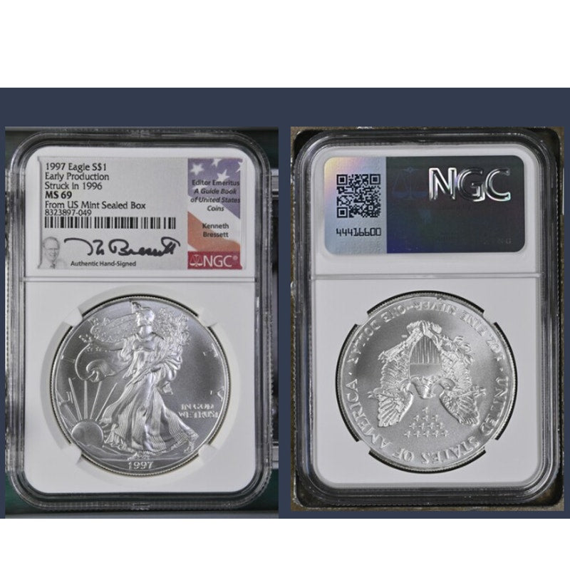 1997 Eagle S$1 ~Early Prod. Struck in 96 ~MS69 ~Pedigree From US Mint Sealed Box