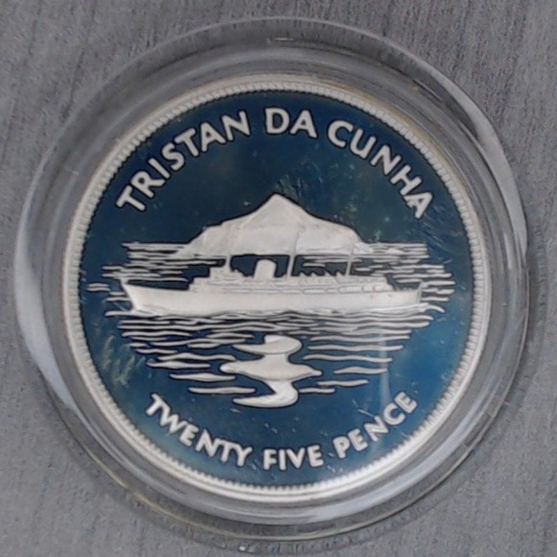 6 February 1977 ~ Tristan Da Cuhna 25 Pence ~ Queen Elizabeth II Jubilee ~ .925
