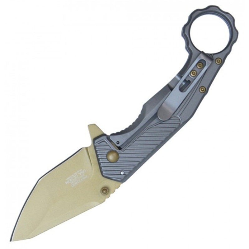 7.25" Flip Open Karambit Stainless Steel Finger Hole Handle Pocket Knife