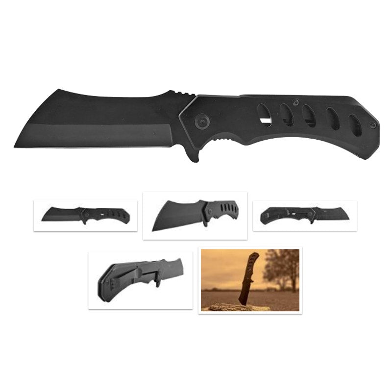 6.75" Over-Sized Stainless Steel Folding Pocket Knife - Black