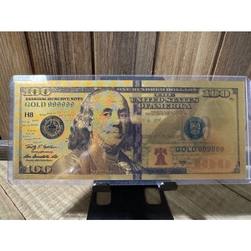 24K Gold Foil Note Collection ~ 2-$100.00, 1-$20.00, 1-$5.00, & 1-$1.00
