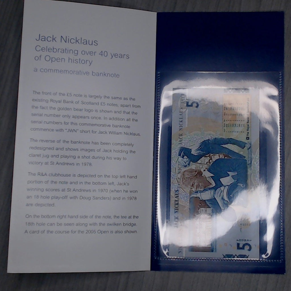 Jack Nicklaus ~ Royal Bank of Scotland ~ 5 Pound Note ~GEM-UNC