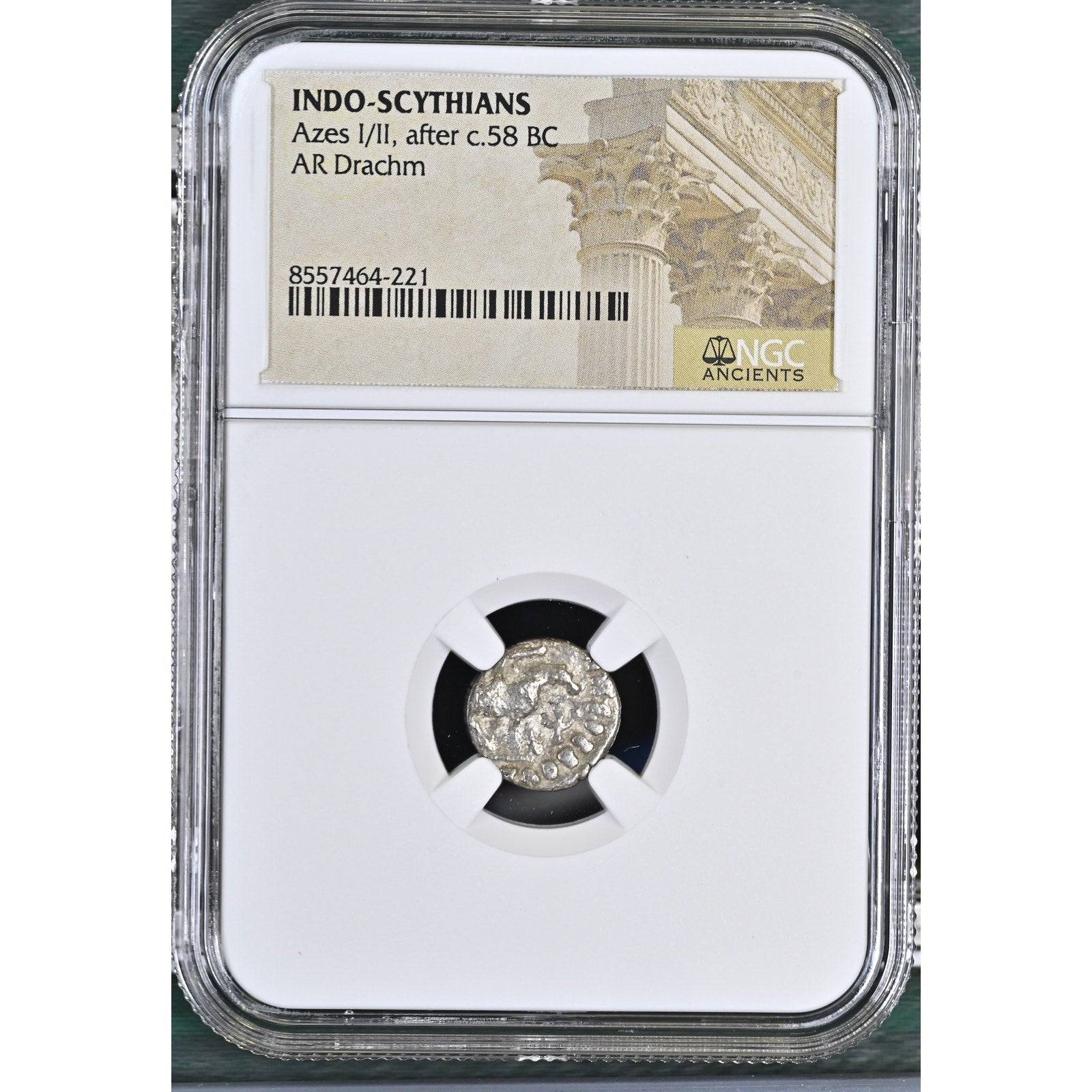 NGC INDO-SCYTHIANS Azes I/II c.58BC Silver AR Drachm NGC Ancients Certified