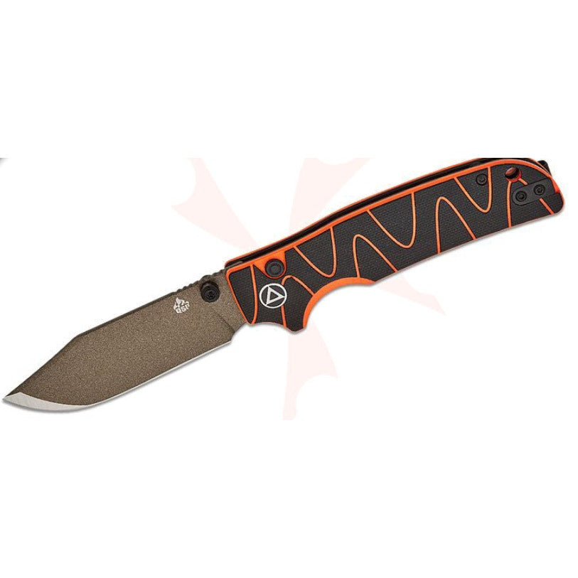 QSP Kali Button Lock Folder - Black and Orange Milled G10/Champagne