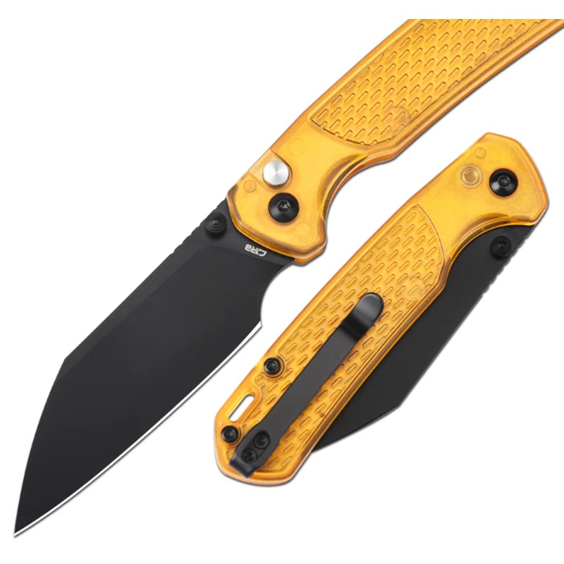 CJRB Pyrite-Light J1945 AR-RPM9 Steel Blade Amber FRN Handle Folding Knives