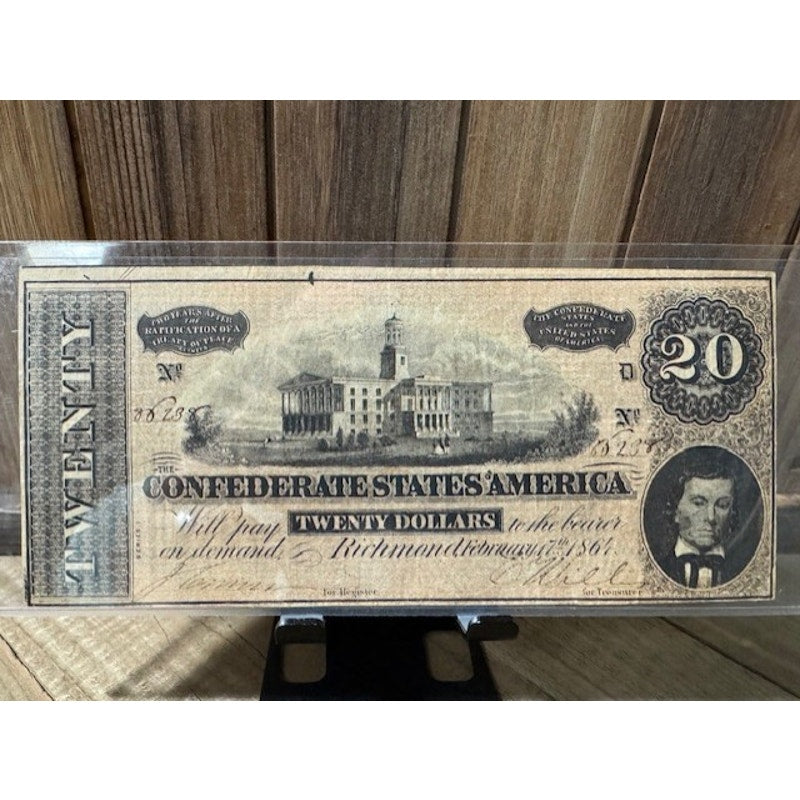 1864 ~ Confederate $20 Note ~ AU