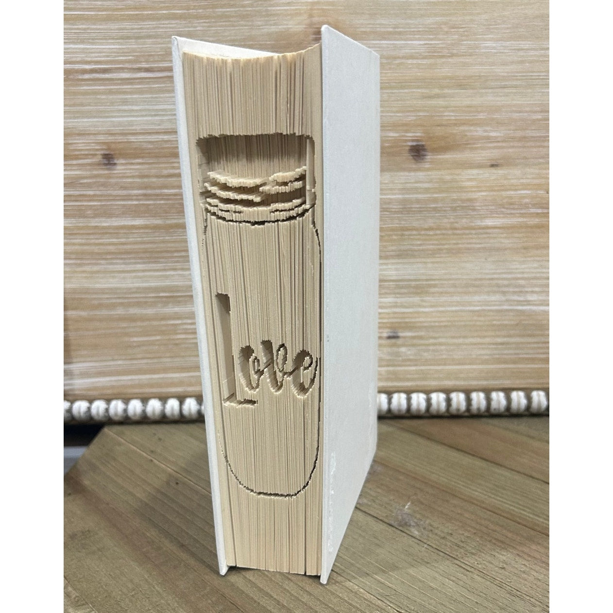 Handcrafted Upcycled ~ Folded Book Art ~ Jar Full of Love