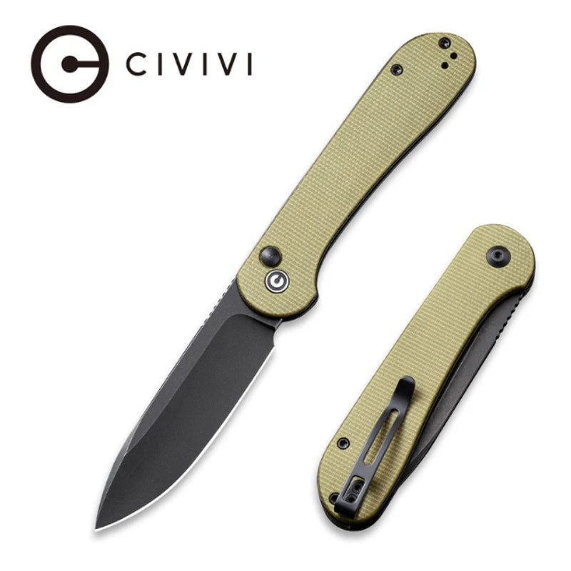 CIVIVI ~ Button Lock Elementum ~ Micarta Handle (3.47" 14C28N Blade) C2103B