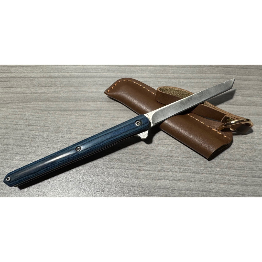 440 Steel 12" Denim Stiletto w/ sheath - 6" folded