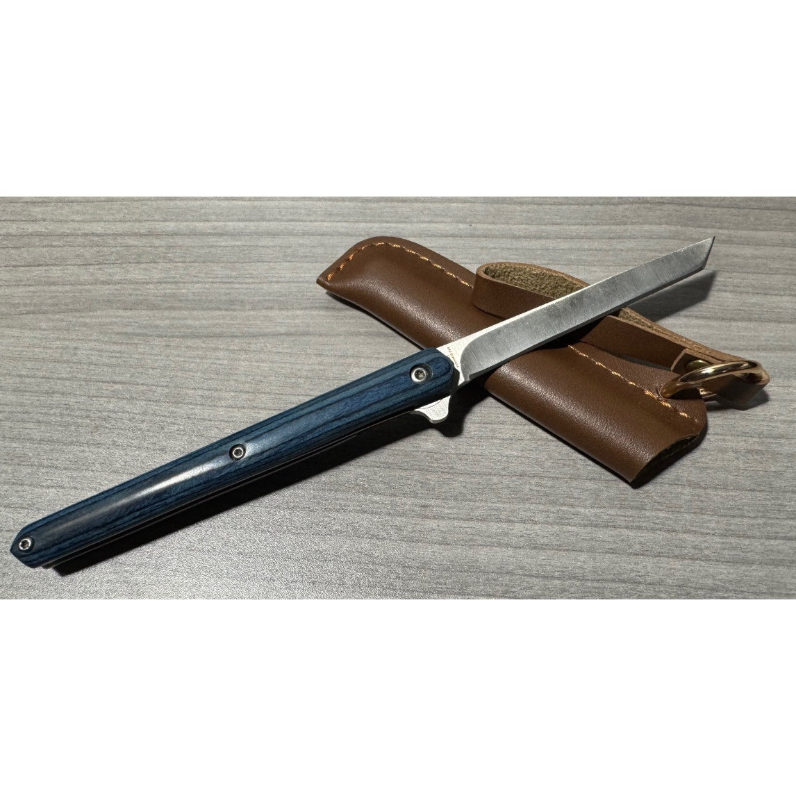 440 Steel 12" Denim Stiletto w/ sheath - 6" folded