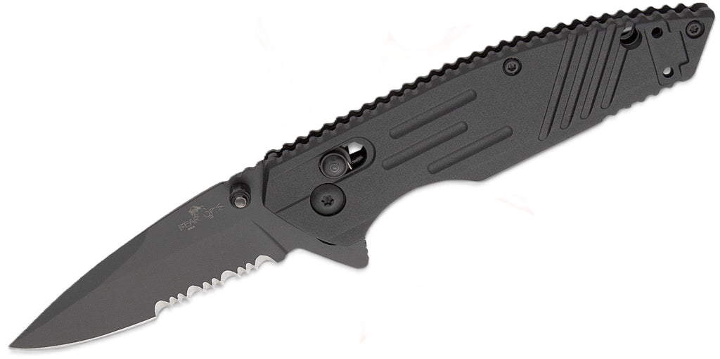 Bear & Son Bear OPS Rancor IX Slide Lock Flipper Knife 2.83" D2 Black Serrated