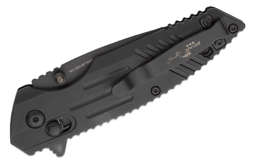 Bear & Son Bear OPS Rancor IX Slide Lock Flipper Knife 2.83" D2 Black Serrated