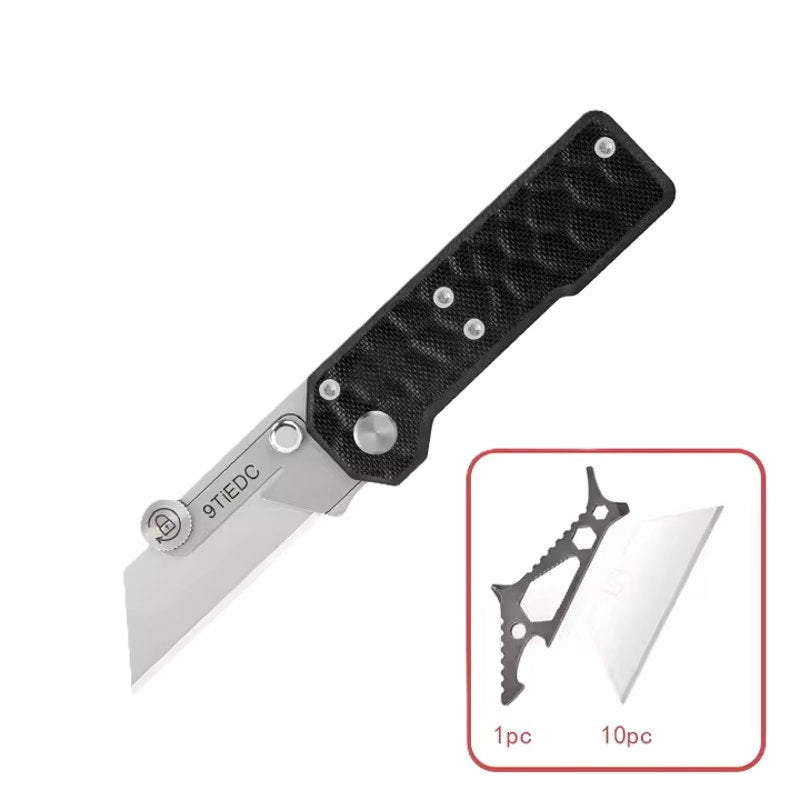 9TiEDC ~ Folding Utility Knife G10 Handle + MultiTool & Extra Blades