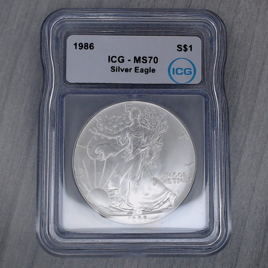 1986 ~ $1 Silver Eagle ~ First Year of Issue ~ ICG MS70