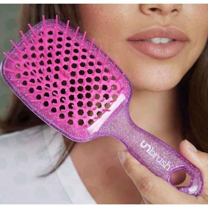 UNbrush ~ Detangler Hair Brush ~ Glitter Collection ~ Glitter Rose Quartz Pink