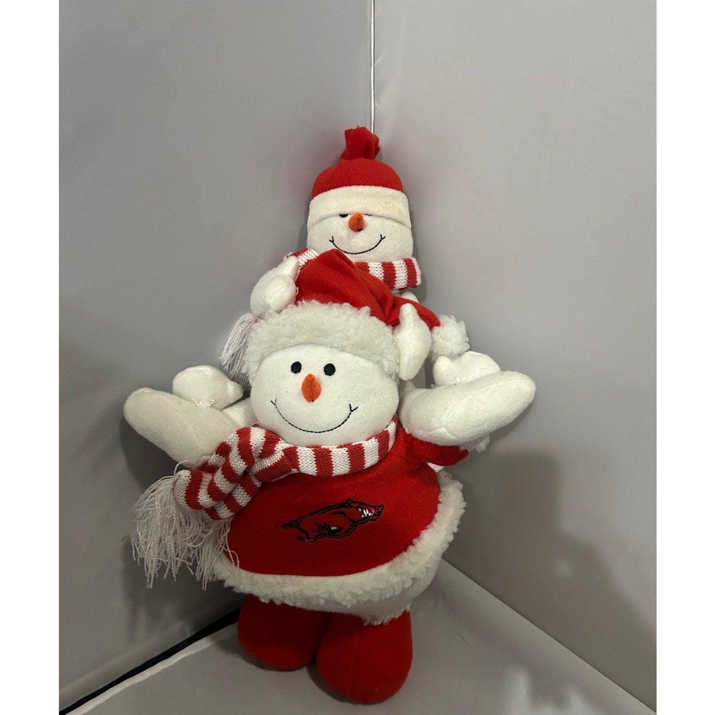 Arkansas Razorback ~ 16" Winter Snowman and Son Plush