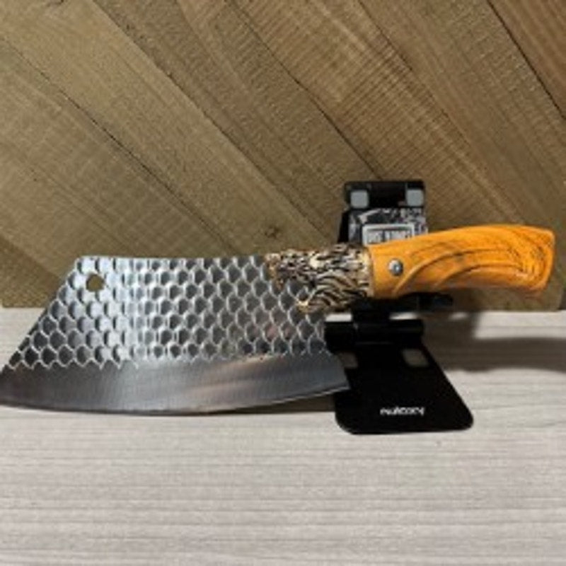Kitchen Cleaver ~ Hammered Fish Scale Blade ~ Eagle's Head Bolster