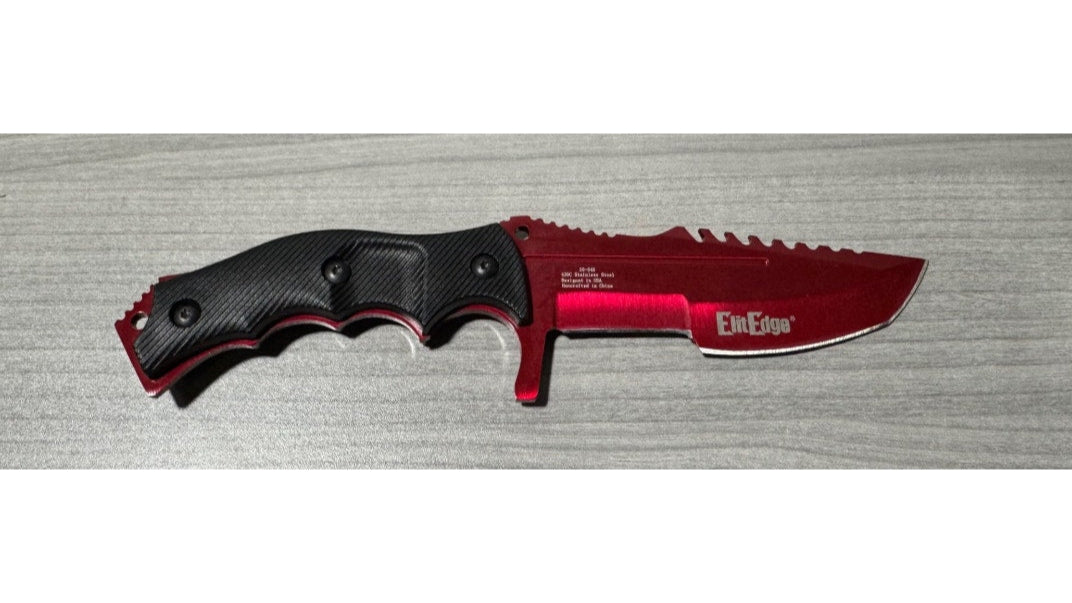 ElitEdge Huntsman Tracker Full Tang Fixed Blade Knife - RED