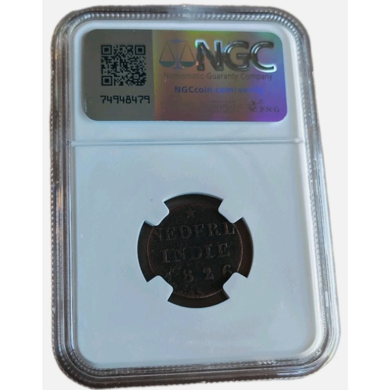 1814-1840 N.E. Indies Fractional Stuiver Willem 1 NGC Genuine Spice Islands
