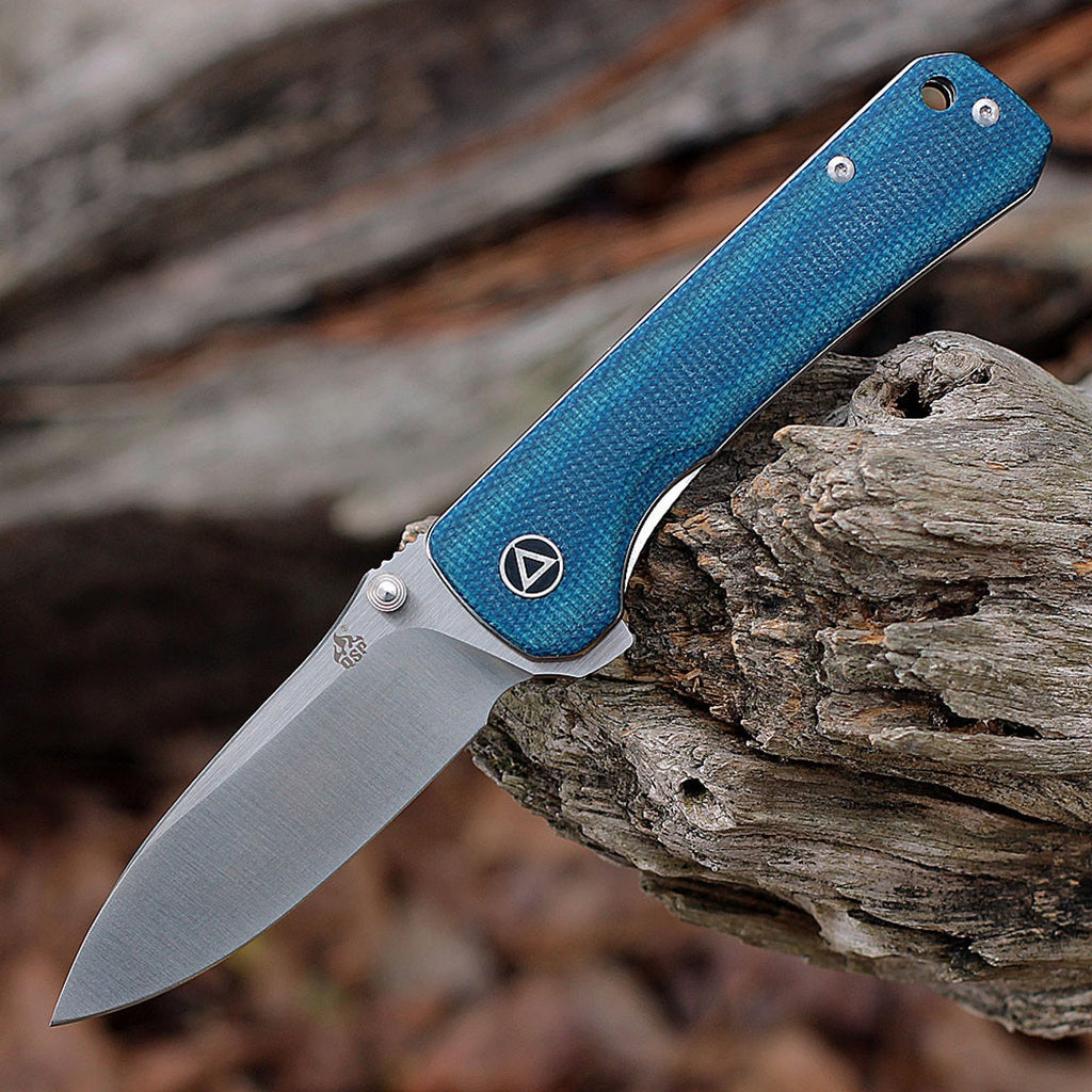 QSP Knife ~ Hawk - Blue Linen Micarta ~ 3.225" 14C28N ~ QS131I