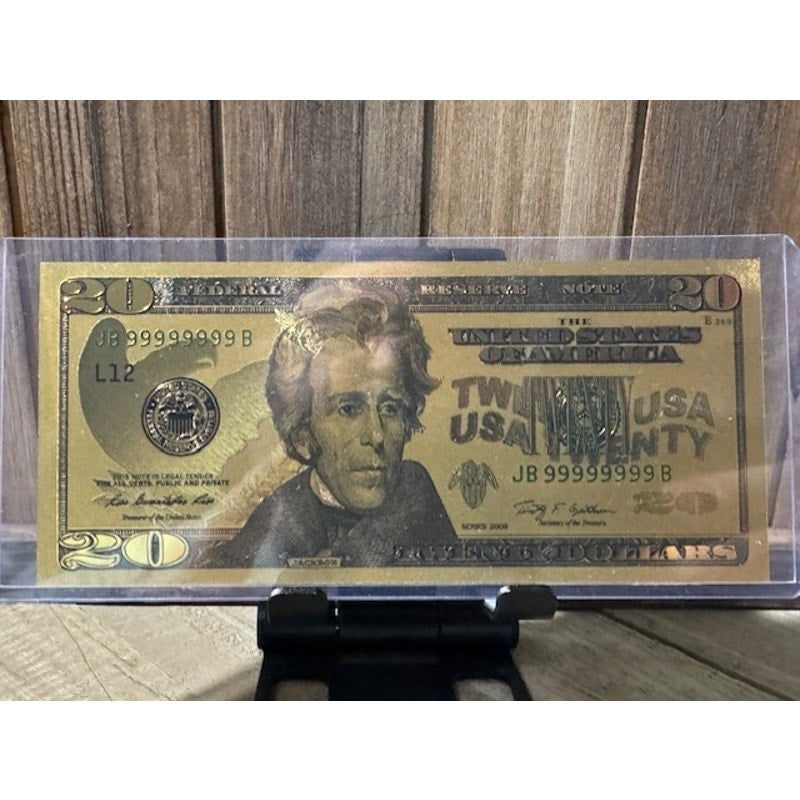 24K Gold Foil Note Collection ~ 2-$100.00, 1-$20.00, 1-$5.00, & 1-$1.00