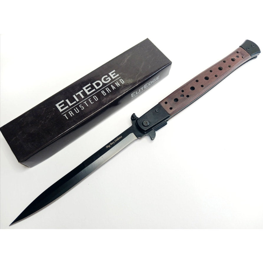 ElitEdge ~ Big Boy Godfather ~ Stiletto Style Spring Assisted ~ Black & Brown