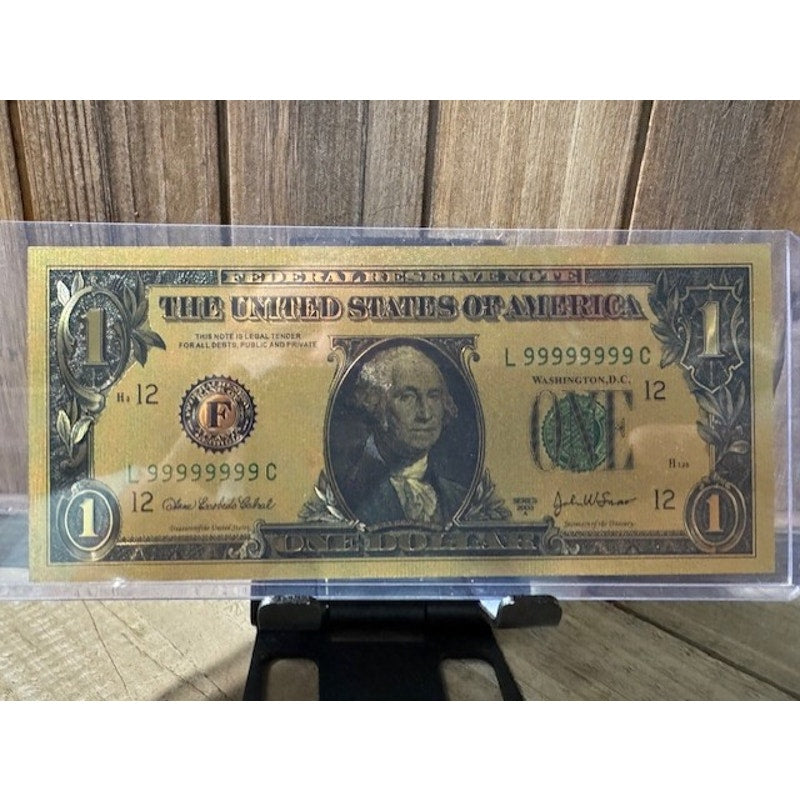 24K Gold Foil Note Collection ~ 2-$100.00, 1-$20.00, 1-$5.00, & 1-$1.00