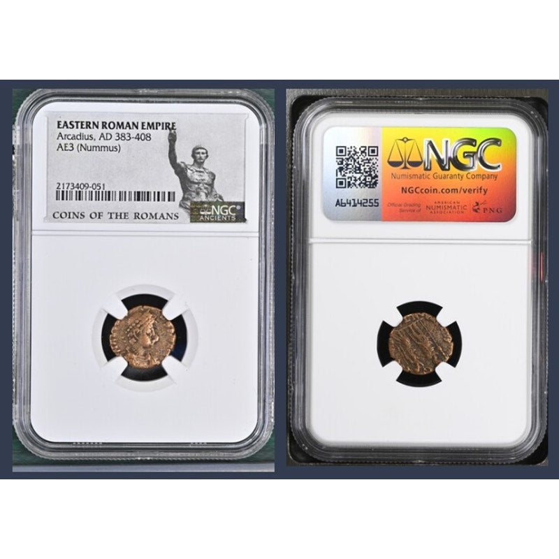 Arcadius, AD 383-408 EASTERN ROMAN EMPIRE AE3 (Nummus) ~ NGC Ancients