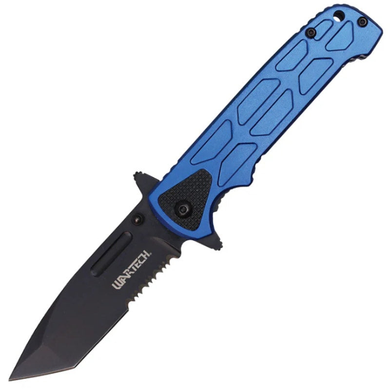 WarTech ~ 8" Blue Pocket Knife w/ Black Blade ~ PWT398BL
