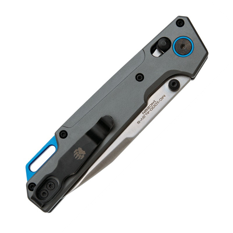 Bear & Son ~ Bear Ops Nekama™ I Gray & Blue Aluminum Handle Knife