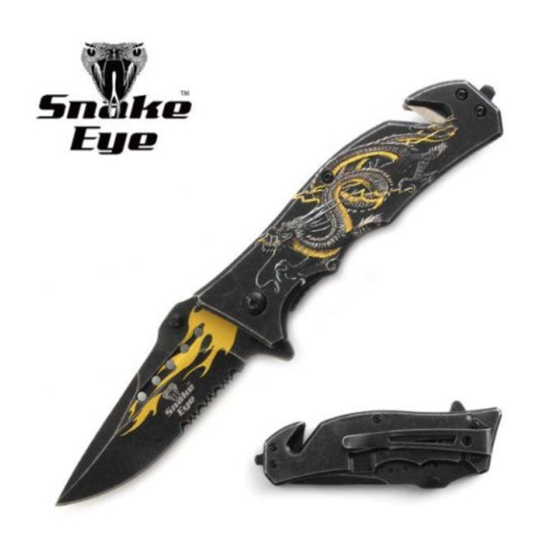 Snake Eye Tactical Spring Assist Knife 4.5" Closed DGYL