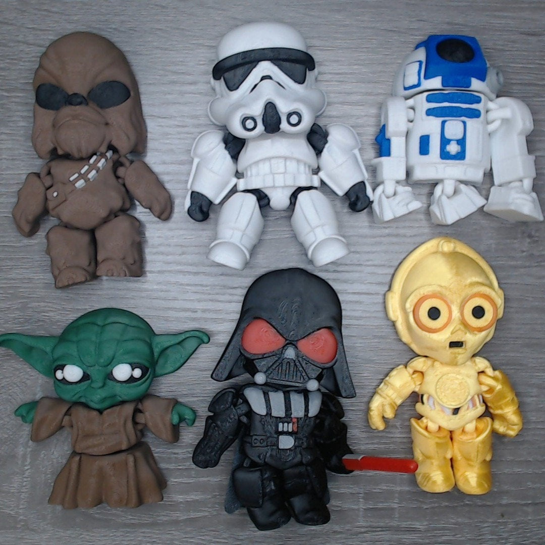 Star Wars™ Tribute 3D Prints ~ Darth Vader, Storm Trooper, R2D2, C3PO, Chewy, & Yoda