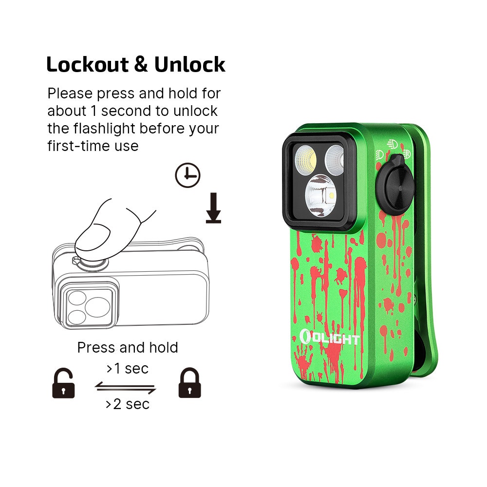 OLIGHT ~ Oclip Pro ~ Clip on High Powered Flashlight ~ Zombie Edition