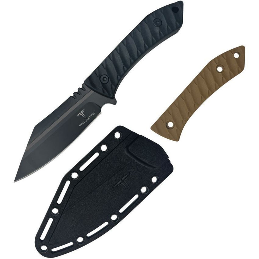 Takumitak ~ ASYM 3cr13 Fixed Blade Knife ~ Kydex Sheath~Belt Clip ~ extra scales