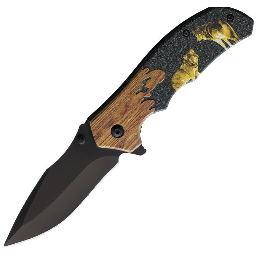 ElitEdge Wolf Assist Open Liner lock Knife Black Handles